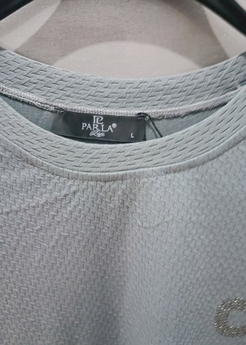 Gri Nakışlı Pamuklu Hamile Tunik - Görsel 3