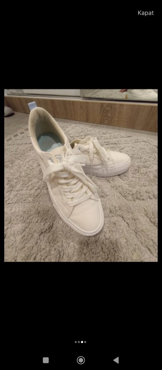 Bej Bağcıklı Kadın Spor Ayakkabı - Görsel 4