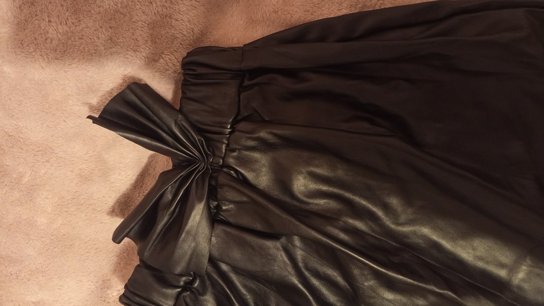 Drapeli Siyah Deri kız çocuk Eteği - Görsel 3