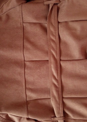 Düğmeli Kahverengi Süet Kadın Kaban ceket - Görsel 6