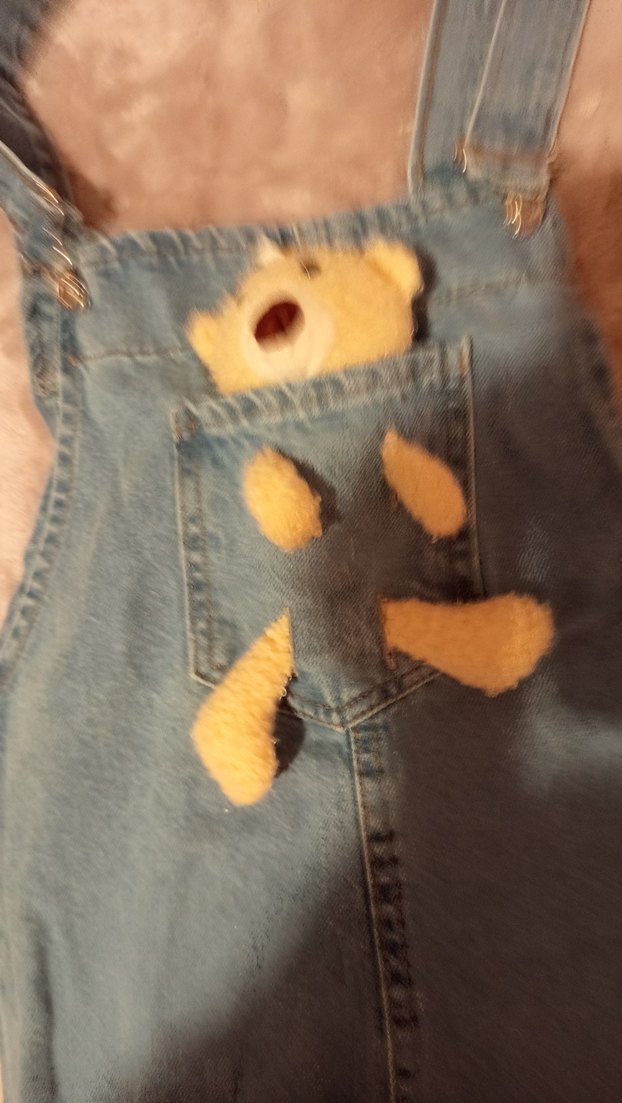 Kız erkek Çocuk Kot Tulum Ayıcıklı Cep - Görsel 2