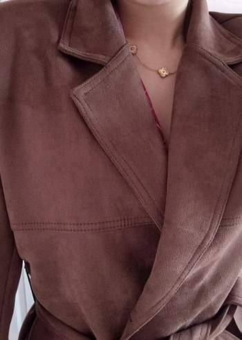 Kahverengi Süet Kemerli Kadın Blazer - Görsel 6