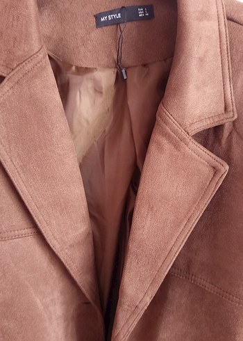 Kahverengi Süet Kemerli Kadın Blazer - Görsel 2