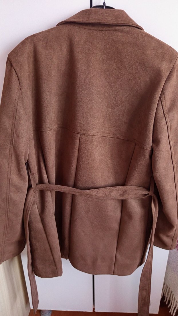 Kahverengi Süet Kemerli Kadın Blazer - Görsel 3