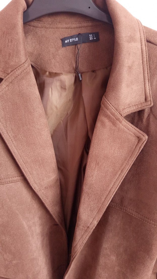 Kahverengi Süet Kemerli Kadın Blazer - Görsel 2