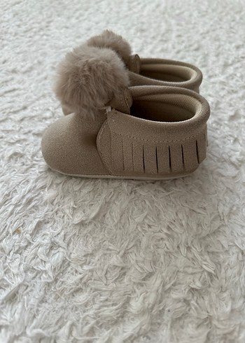 Kızlar için Kürklü Bej Sıcak Ev Terliği - Görsel 2