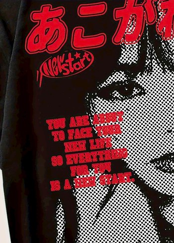 xl Beden siyah Renk Rock Punk Tarzı Baskılı Siyah Tişört Y2K