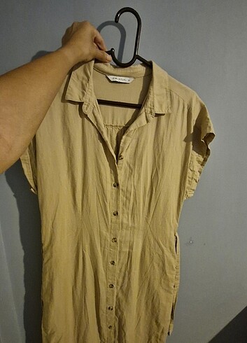 LC Waikiki Lcw Casual Taba Rengi Midi Kuşaklı Gömlek Elbise