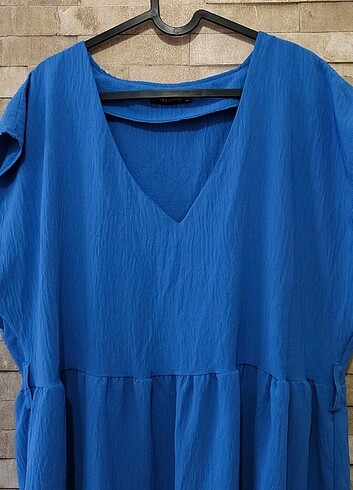 46 Beden mavi Renk Indigo günlük yarım kollu dokuma elbise
