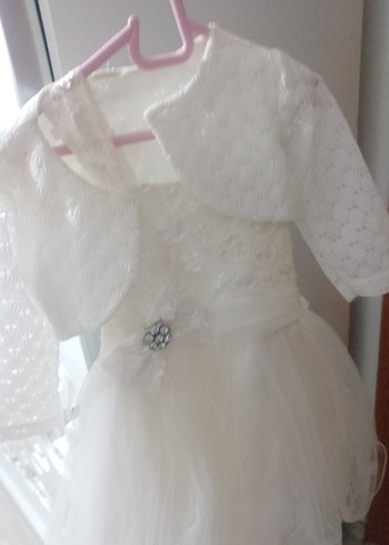 Dantel Detaylı Beyaz Kız Çocuk Elbise - Görsel 3