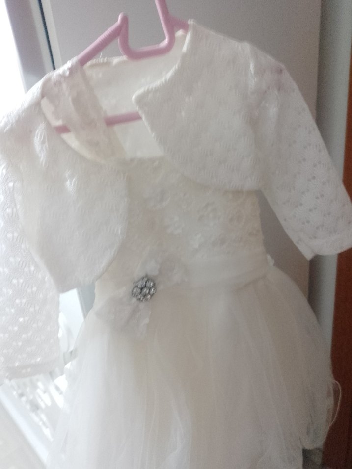 Dantel Detaylı Beyaz Kız Çocuk Elbise - Görsel 3