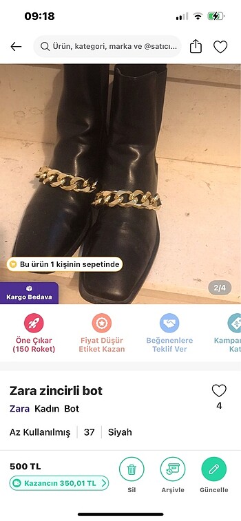37 Beden siyah Renk Zara bot