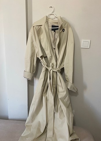 Bej Uzun Süet Kadın Trençkot - Görsel 5