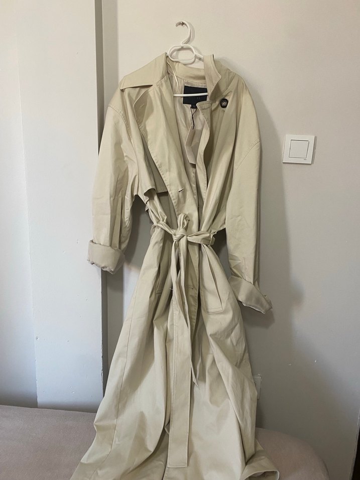 Bej Uzun Süet Kadın Trençkot - Görsel 5