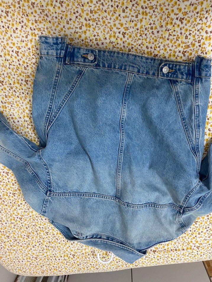 Açık Mavi Bağcıklı Rahat Denim Ceket - Görsel 4