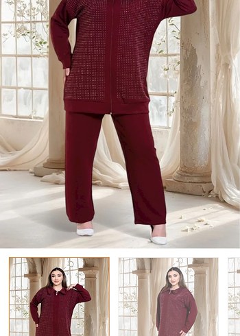 Bordo taşlı model takım