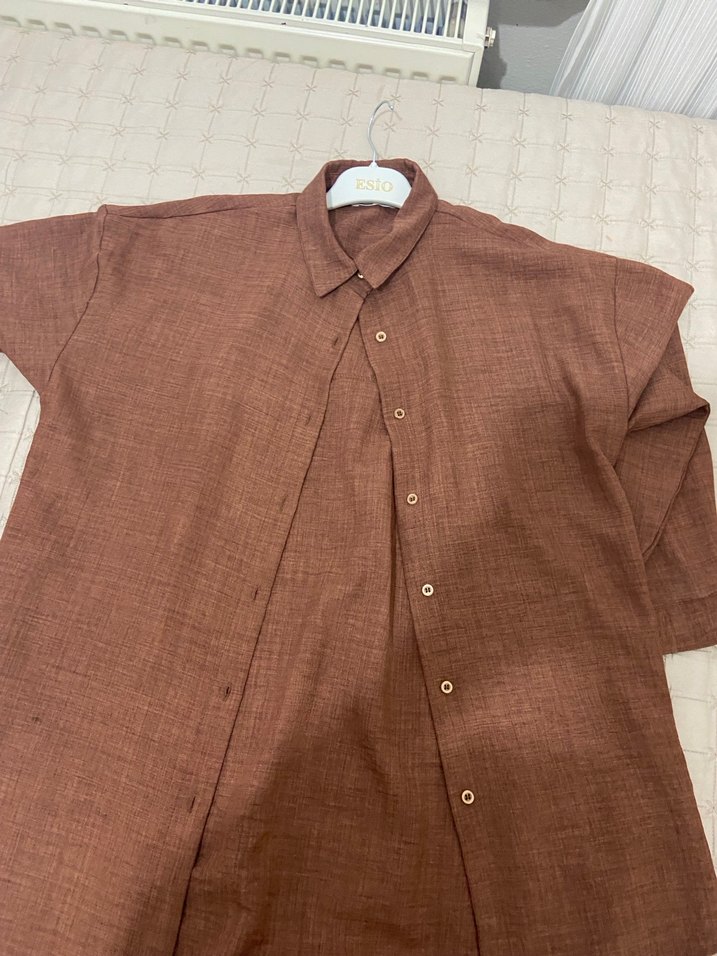 Kahverengi Kadın Gömlek - Görsel 3