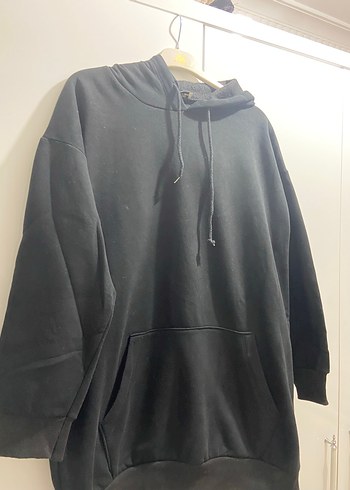 Kadın Siyah Kapüşonlu Fermuarlı Sweatshirt - Görsel 2