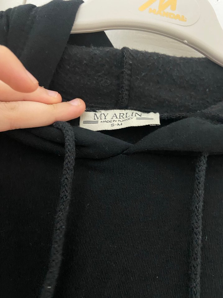 Kadın Siyah Kapüşonlu Fermuarlı Sweatshirt - Görsel 4