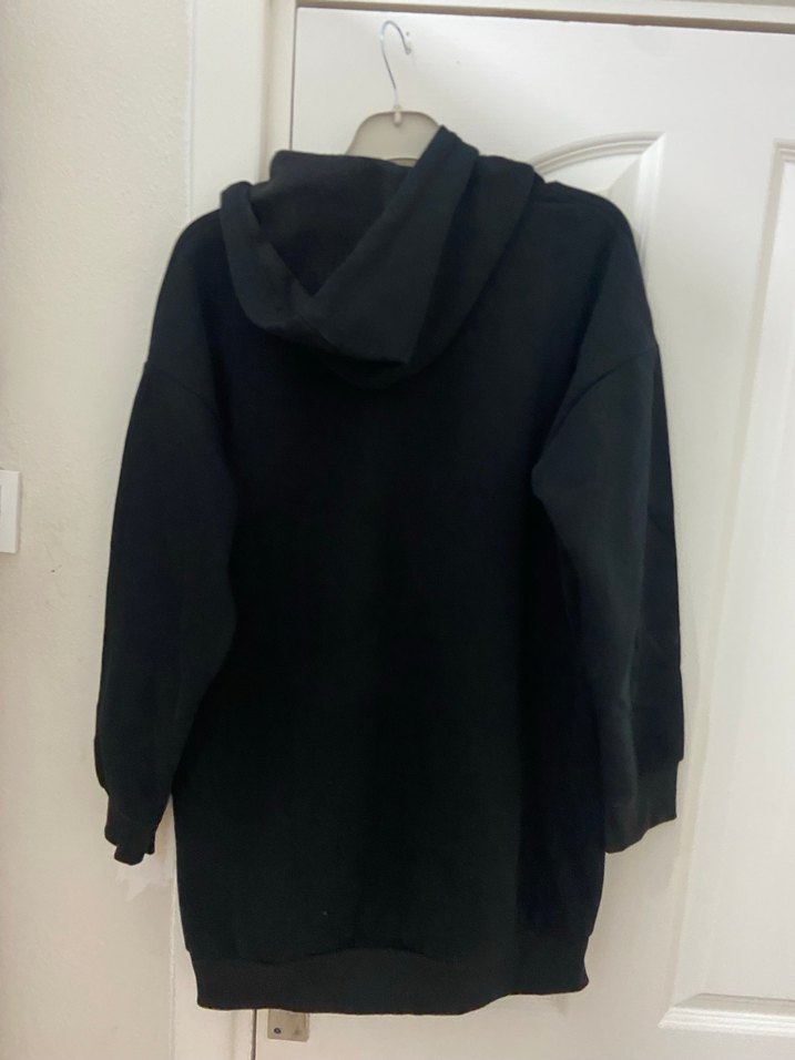 Kadın Siyah Kapüşonlu Fermuarlı Sweatshirt - Görsel 3