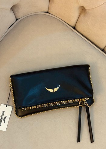Klasik Bej Deri Kadın Clutch Çanta