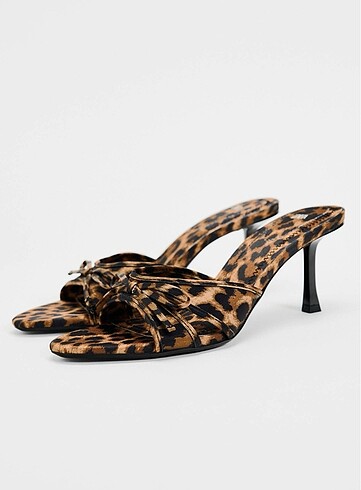 Zara leopar topuklu ayakkabı