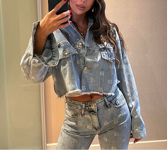 l Beden ALEXANDER WANG KOT CEKET JEAN TAŞLI CEKET TAŞ DETAY CEKET