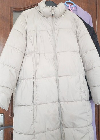Bej Midi Kadın Kışlık Şişme Mont