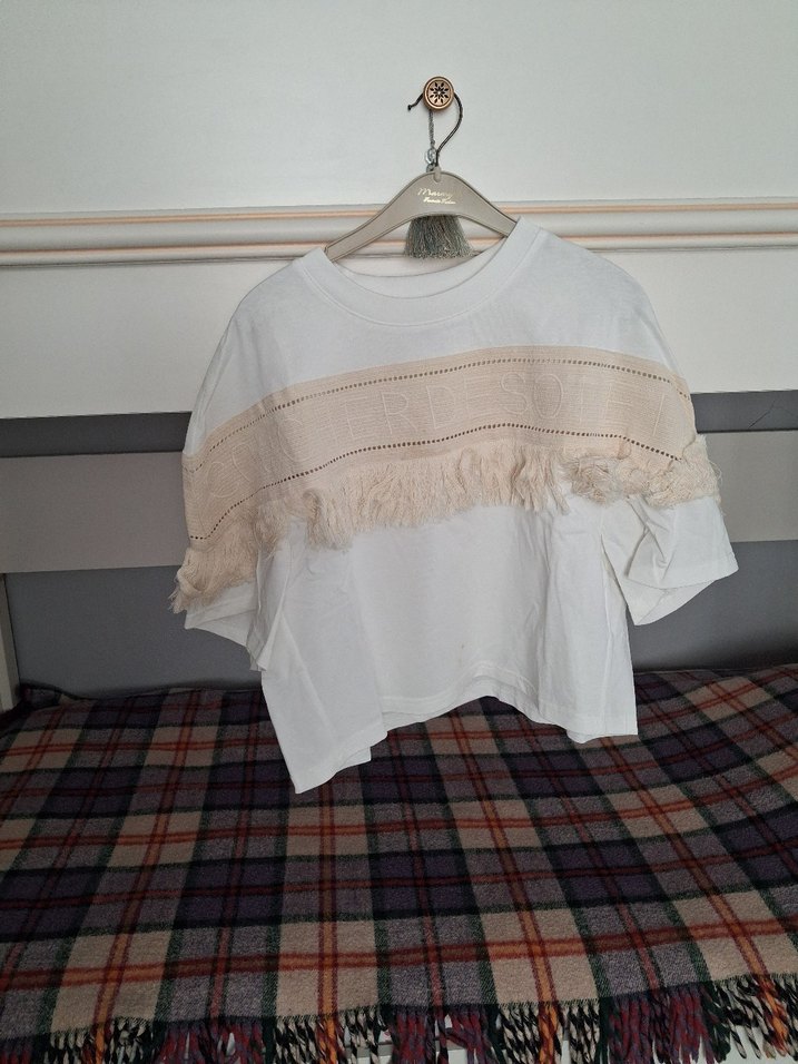 Fırfırlı Nakışlı Bohem Tişört - Görsel 2