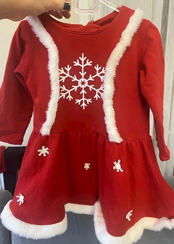 Kız Çocuk Kırmızı Noel elbise yılbaşı - Görsel 2