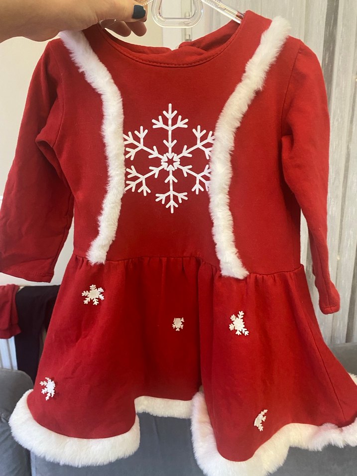 Kız Çocuk Kırmızı Noel elbise yılbaşı - Görsel 2