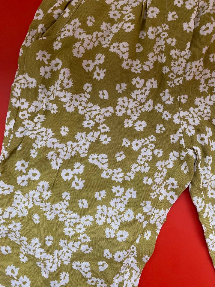 Çiçek Desenli Yeşil Kız Pantolonu - Görsel 5