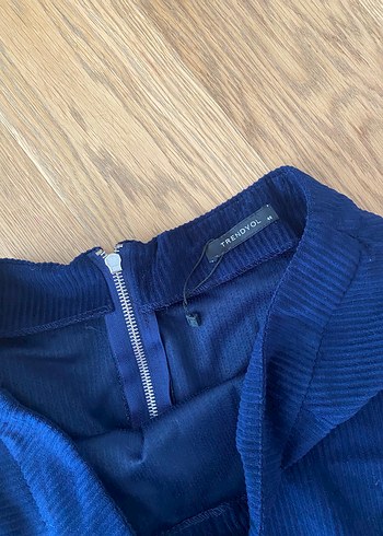 Lacivert Pilili Mini Etek - Görsel 3