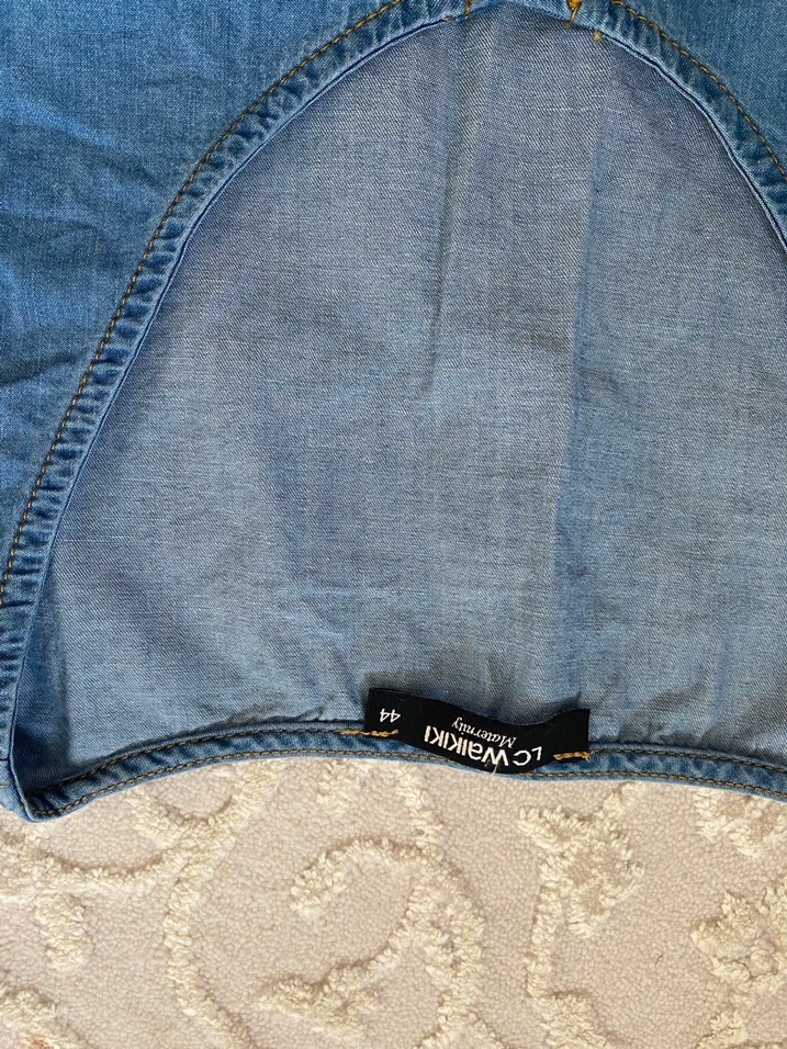 Düğmeli Mavi Hamile Kot Etek - Görsel 3