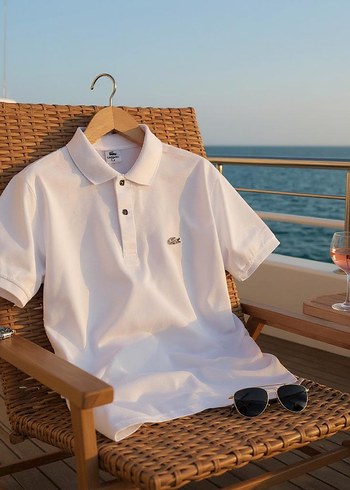 Lacoste Erkek Beyaz lacoste tişört Battal beden mevcut