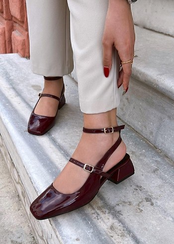Diğer Bordo Parlak Topuklu Slingback