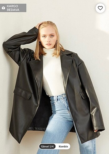 Oversize deri ceket