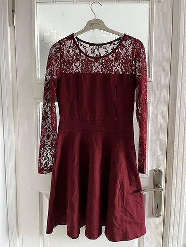 s Beden BORDO MİNİ ELBİSE
