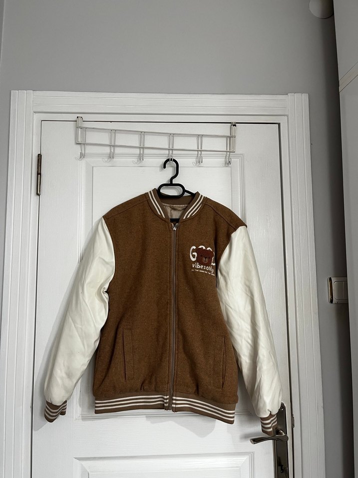 Kapüşonlu Fermuarlı Unisex Çocuk Kahverengi Ceket - Görsel 2