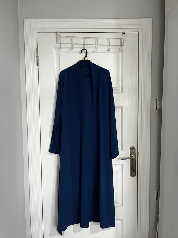 Lacivert Uzun Kadın İnce Kimono - Görsel 2