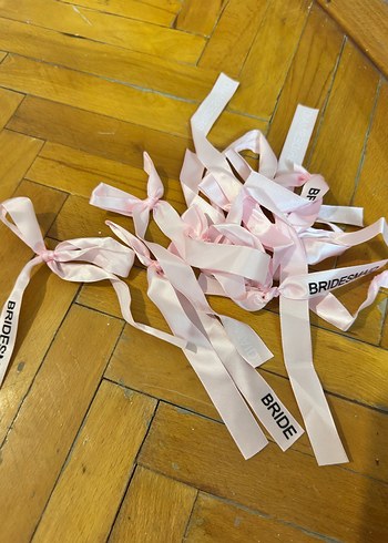 Pembe Bride Yazılı kadeh Kurdelesi 10 adet