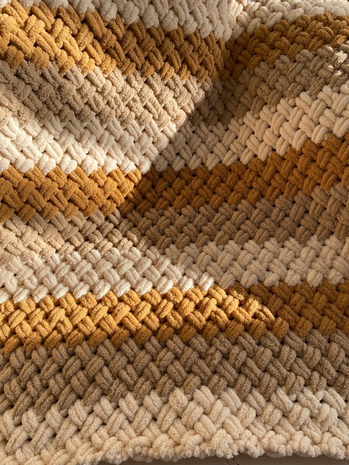 Çocuklar için Camel Renkli Örgü Battaniye - Görsel 3