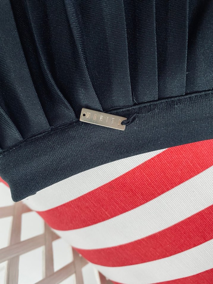 Koyu siyah Pilili diz üstü Etek - Görsel 2