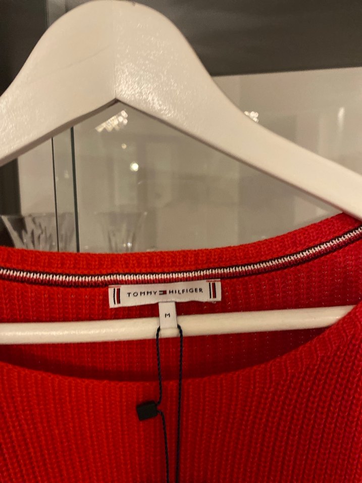 Kırmızı Triko Kadın Kazak, Uzun Kollu, Salaş - Görsel 2