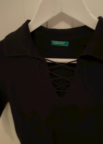 Bennwtton bayan Siyah Yünlü Kazak - Görsel 2