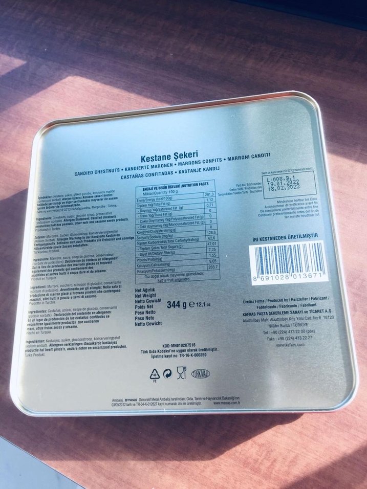 Kafkas Kestane Şekeri Metal Kutusu - Mavi - Görsel 2