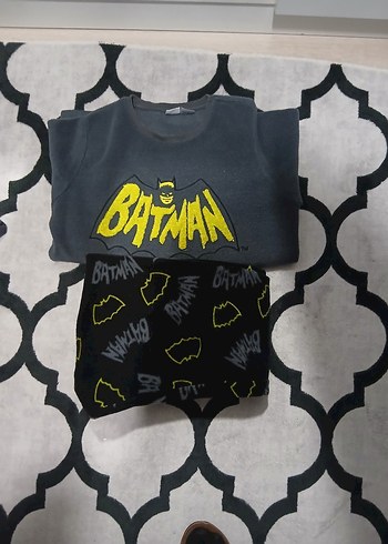 Batman Desenli Erkek Çocuk  Pijama Takımı polarli.alt üst kapson - Görsel 2