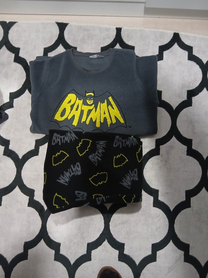 Batman Desenli Erkek Çocuk  Pijama Takımı polarli.alt üst kapson - Görsel 2