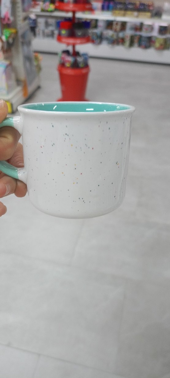 Turkuaz Kulplu Çiçek Desenli Seramik Kupa - Görsel 3