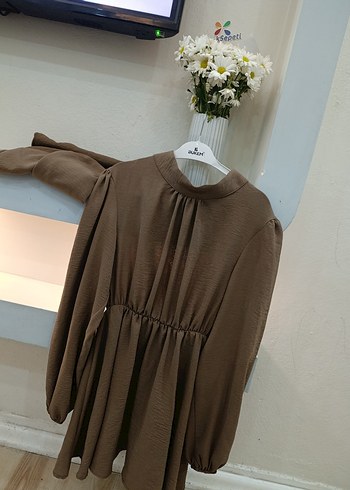 Drapeli Kahverengi Hamile Bluzu - Görsel 3